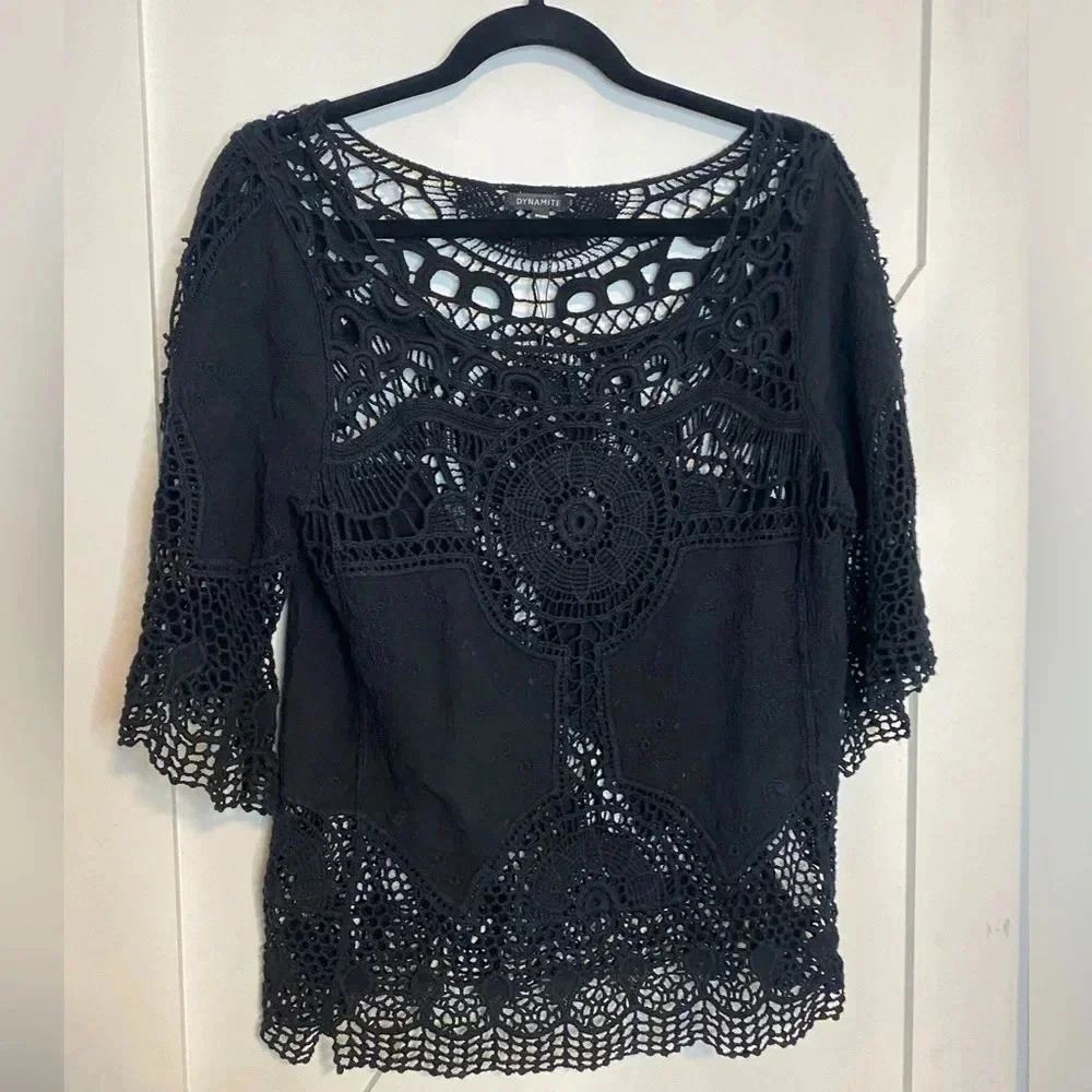 Dynamite - Black lace top - size xsmall-small